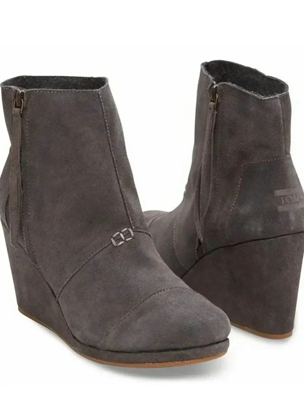 Toms Desert Wedge High Booties Gray